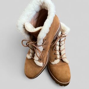 Madewell The Clair Suede Lace-Up Shearling Lined Boots SZ 8